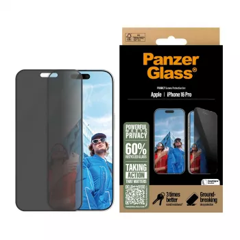 PanzerGlass® privatumo ekrano apsauga iPhone 16 Pro | Ultra-Wide Fit su EasyAligner
