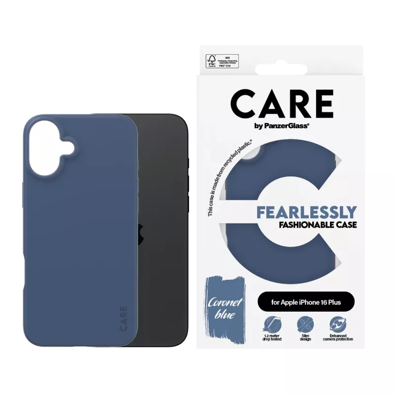 PanzerGlass CARE by Fashionable Case telefono dėklas, skirtas iPhone 16 Plus, mėlynas