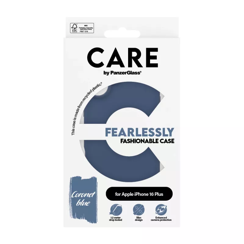 PanzerGlass CARE by Fashionable Case telefono dėklas, skirtas iPhone 16 Plus, mėlynas
