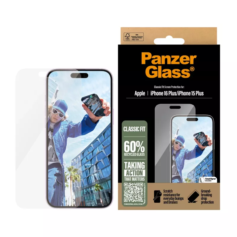 PanzerGlass® Screen Protector iPhone 16 Plus | 15 Plus Classic Fit