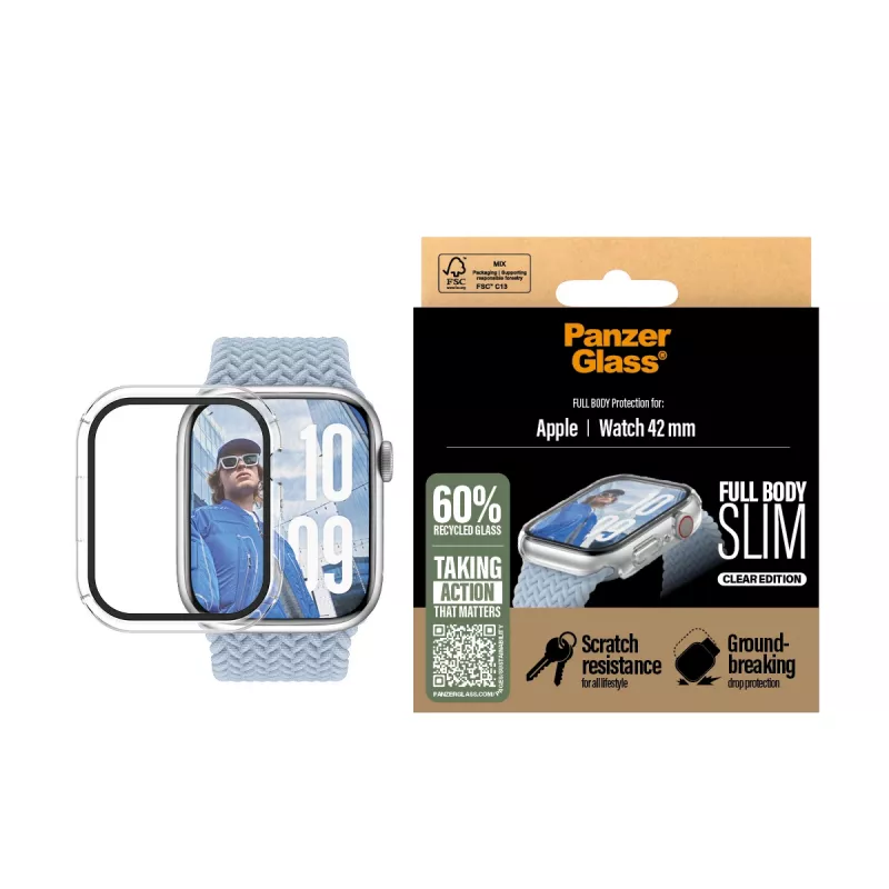 PanzerGlass Snappie Full Body Slim apsauginė plėvelė Apple Watch 10 42mm, skaidri