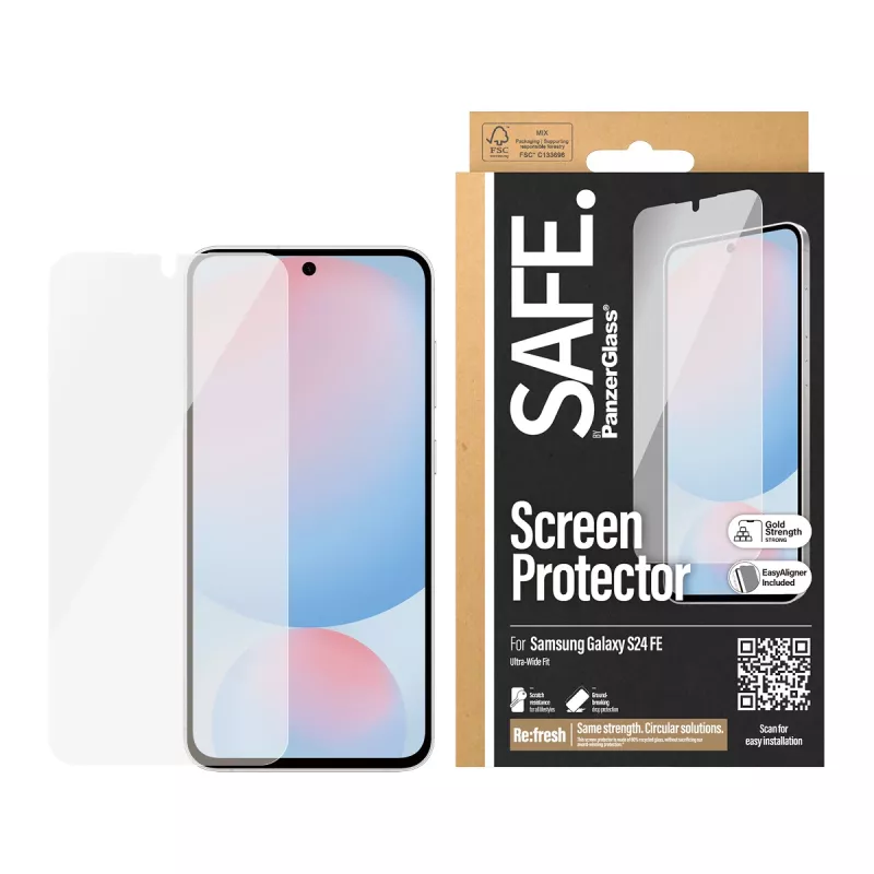 PanzerGlass SAFE. apsauginis ekrano stiklas Samsung Galaxy S24 FE | Ultra-Wide Fit su EasyAligner