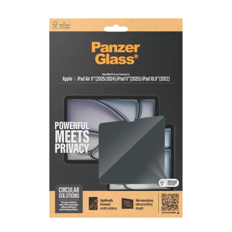 PanzerGlass ® Privatumo ekrano apsauga iPad Air 11'' (2024-2025) | iPad 11 colių (2025) | iPad 10,9'' (2022) | Ultra-Wide Fit