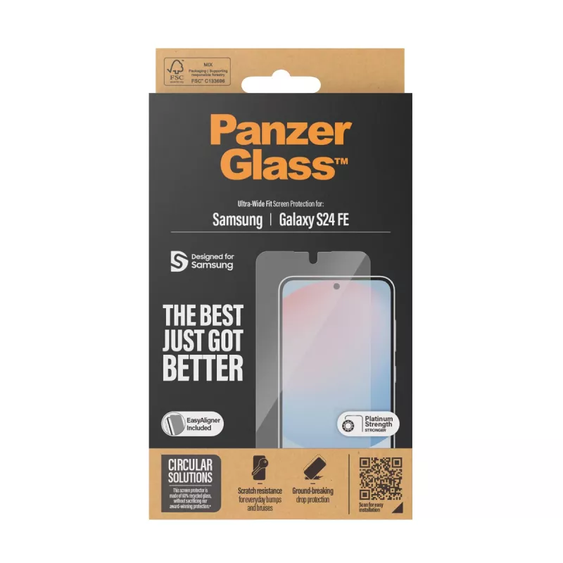 PanzerGlass® apsauginis stiklas Samsung Galaxy S24 FE | Ultra-Wide Fit su EasyAligner