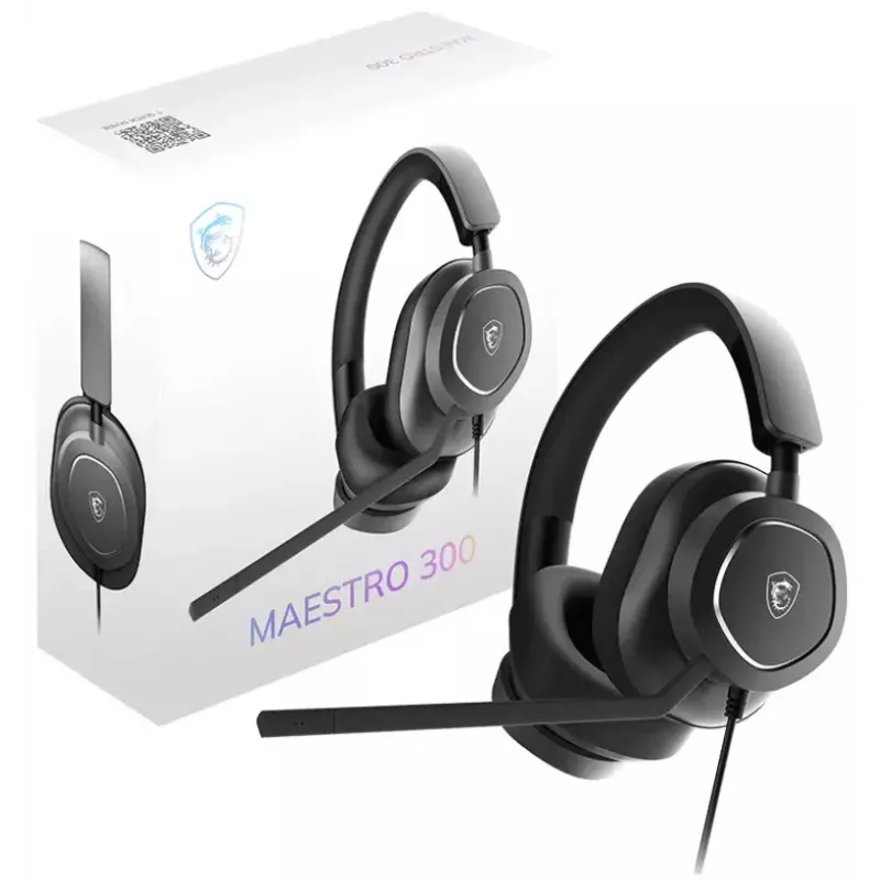 MSI Maestro 300 ausinės, laidinės, ant galvos, žaidimams, USB Type-C / USB Type-A, juodos