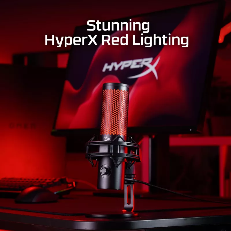 HyperX QuadCast 2 – USB mikrofonas (juodas), podcast mikrofonas, -7.5 dB, 20–20000 Hz, 0.05%, 32 Ω, 24 bit