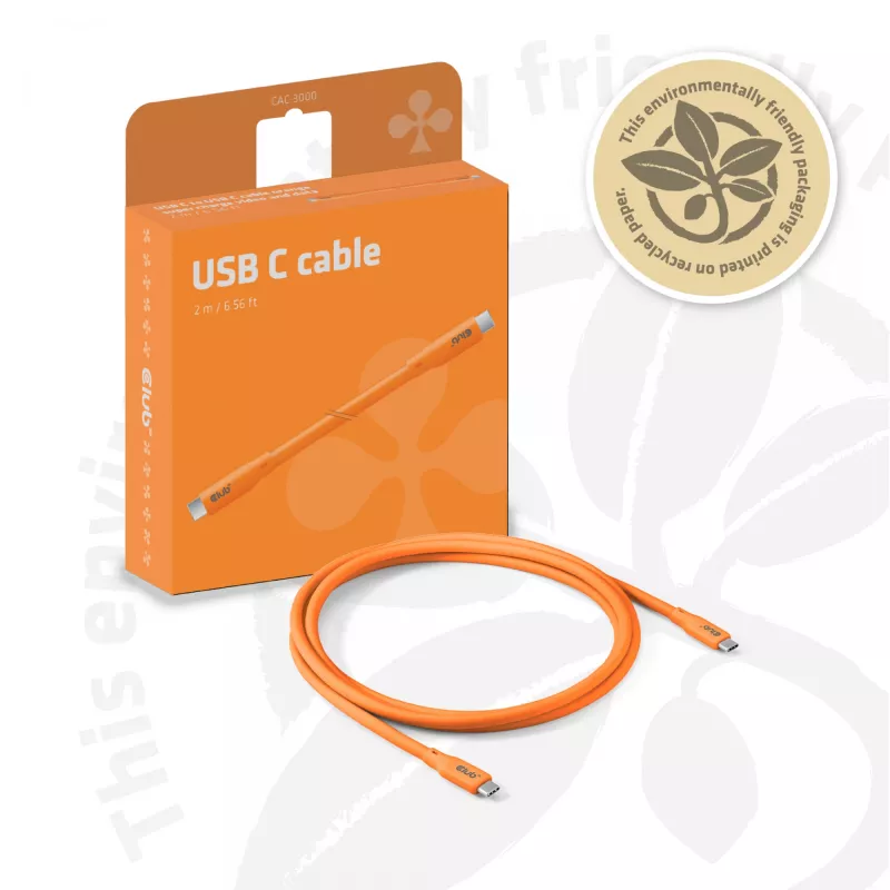 CLUB3D Laidas / Adapteris USB4 Gen 2x2 2 m USB C Oranžinis