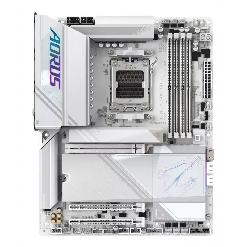Motininė plokštė GIGABYTE X870E AORUS PRO ICE — AMD X870E, Socket AM5, ATX, DDR5, 4×DIMM, Wi‑Fi 7, 2.5Gb LAN