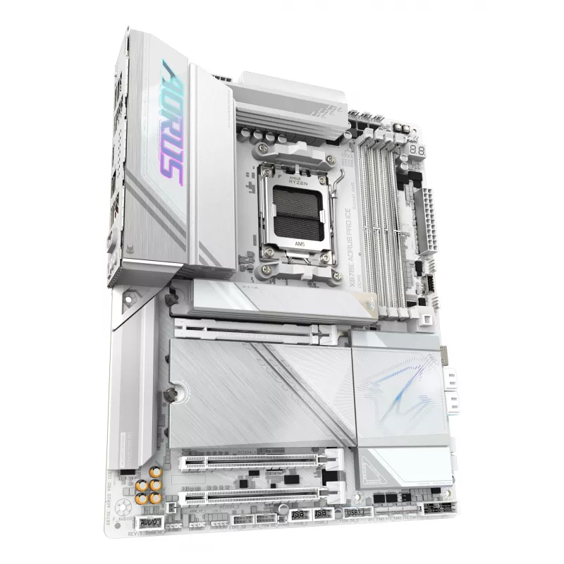 Motininė plokštė GIGABYTE X870E AORUS PRO ICE — AMD X870E, Socket AM5, ATX, DDR5, 4×DIMM, Wi‑Fi 7, 2.5Gb LAN