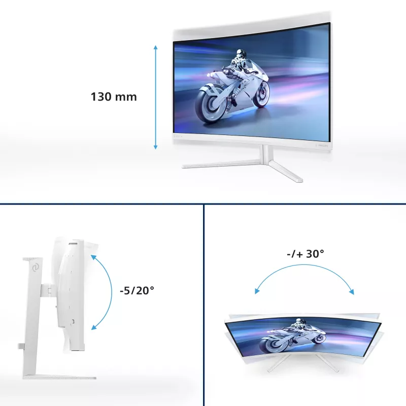 Philips Evnia 5000 32M2C5501/01 monitorius 80 cm (31,5 col.) 2560 x 1440 pikselių QHD LCD baltas