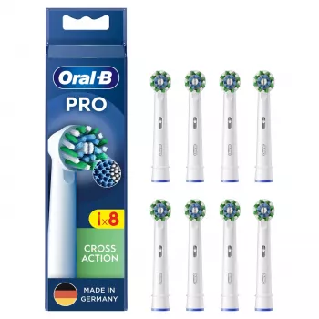Oral-B CrossAction dantų šepetėlio galvutės, 8 vnt., Baltos
