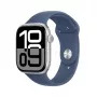 APPLE Watch Series 10 GPS + Cellular 46mm sidabrinis aliuminio korpusas su denimo sportine juosta M/L