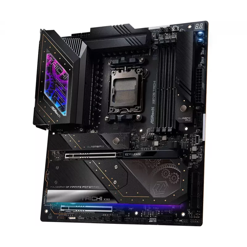 Motininė plokštė ASRock X870E Taichi – AMD X870E, lizdas AM5, Extended ATX, DDR5, 4 DIMM, iki 256 GB, Wi‑Fi 7, 5Gb LAN