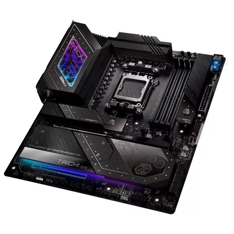 Motininė plokštė ASRock X870E Taichi – AMD X870E, lizdas AM5, Extended ATX, DDR5, 4 DIMM, iki 256 GB, Wi‑Fi 7, 5Gb LAN