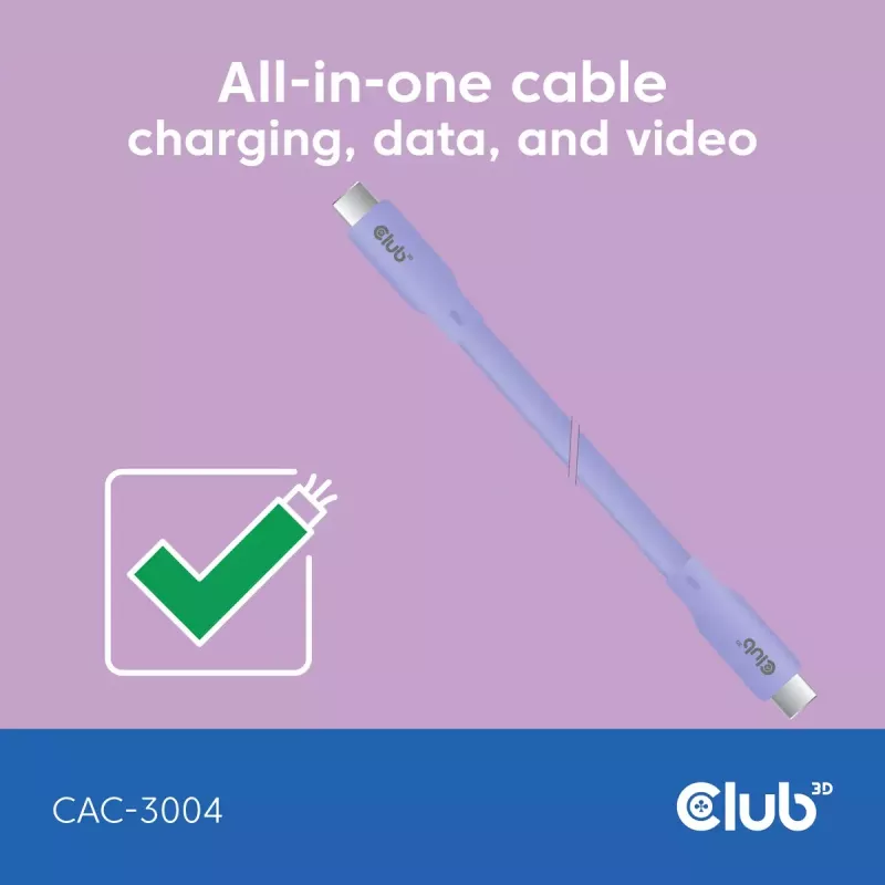 USB-C laidas CLUB3D CAC-3004 2m Violetinis