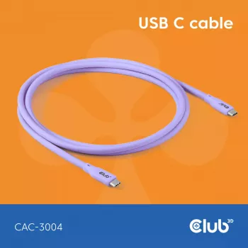 USB-C laidas CLUB3D CAC-3004 2m Violetinis