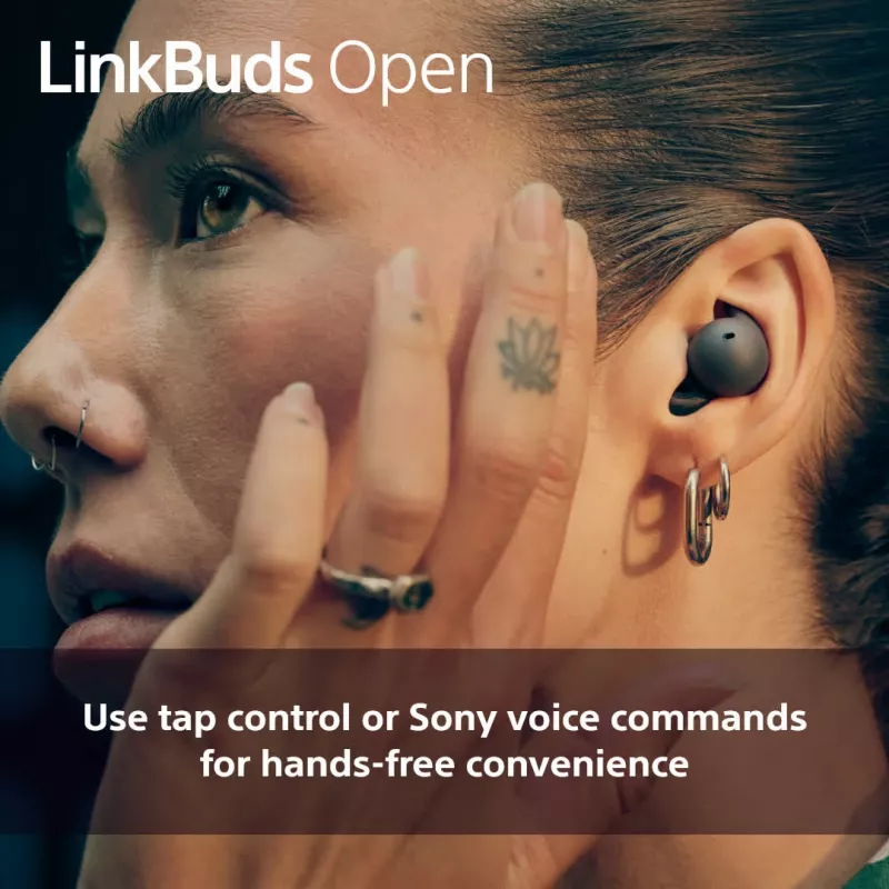 Ausinės Sony LinkBuds Open WFL910B belaidės Bluetooth į ausį, 20–20000 Hz, 10 m atstumas, 63 g, juodos
