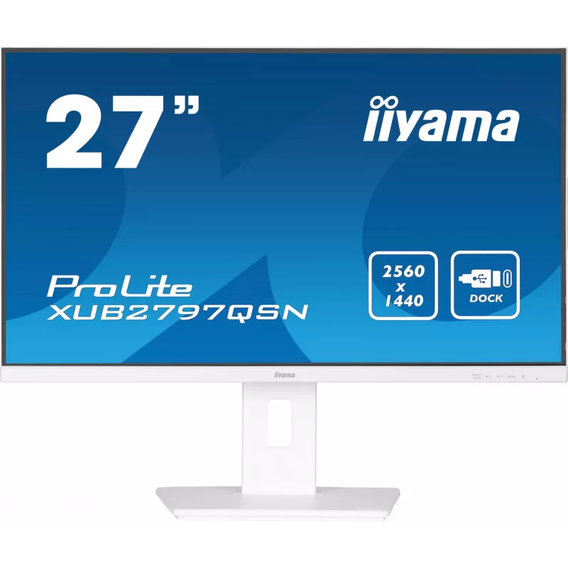 iiyama ProLite XUB2797QSN-W2 27 colių QHD IPS monitorius, USB-C dokas, baltos spalvos