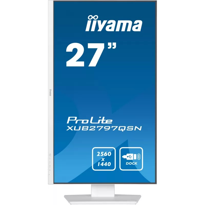 iiyama ProLite XUB2797QSN-W2 27 colių QHD IPS monitorius, USB-C dokas, baltos spalvos