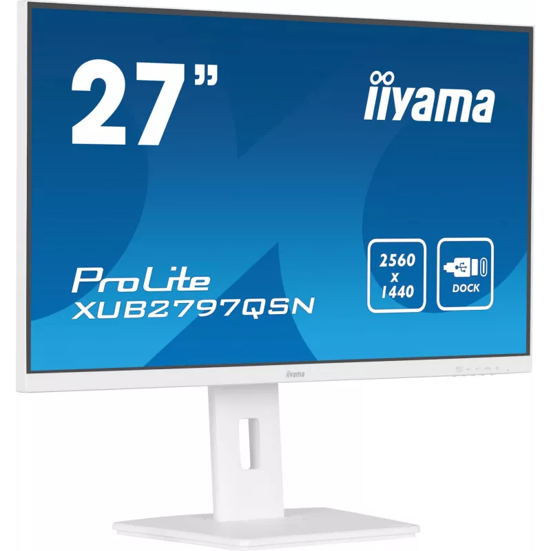 iiyama ProLite XUB2797QSN-W2 27 colių QHD IPS monitorius, USB-C dokas, baltos spalvos