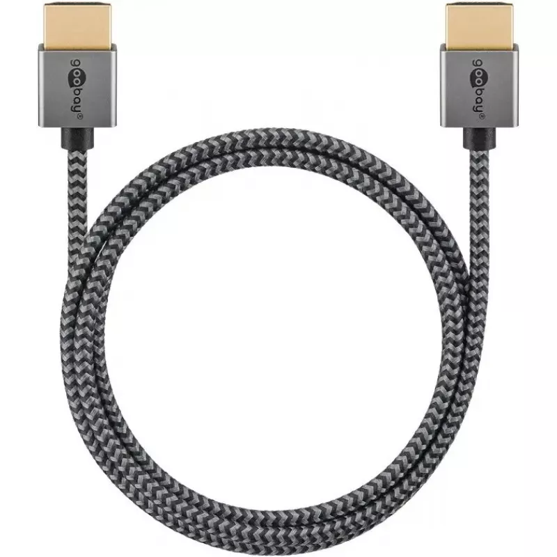 Goobay HDMI laidas 2 m A tipo kištukas–kištukas 18 Gbit/s pilka