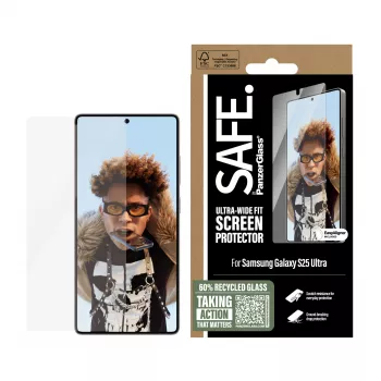 PanzerGlass SAFE. apsauginis stiklas Samsung Galaxy S25 Ultra | Ultra-Wide Fit su EasyAligner
