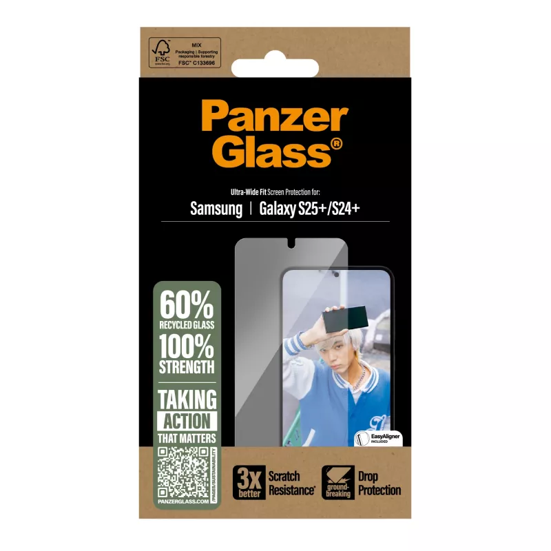 PanzerGlass® apsauginis stiklas Samsung Galaxy S25+ | S24+ | Ultra-Wide Fit