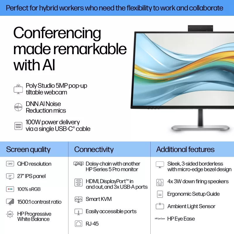 HP Series 5 Pro 27 col. QHD USB-C konferencinis monitorius - 527pm