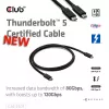 CLUB3D Thunderbolt™ 5 sertifikuotas 8K240Hz duomenys 80/120 Gbps EPR 240 vatų kabelis M/M 1m / 3.28ft