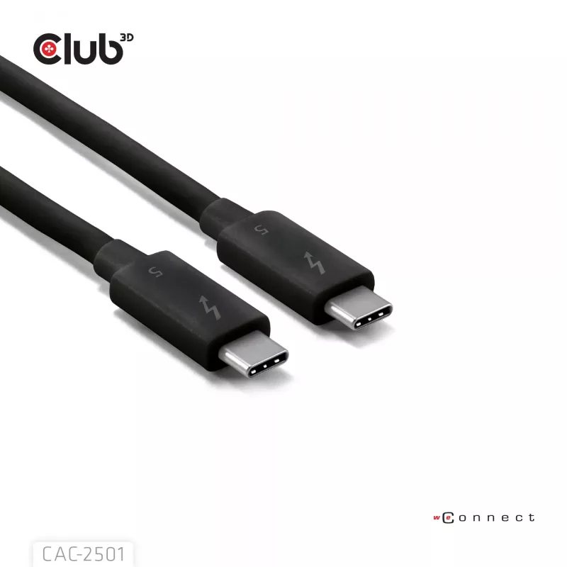 CLUB3D Thunderbolt™ 5 sertifikuotas 8K240Hz duomenys 80/120 Gbps EPR 240 vatų kabelis M/M 1m / 3.28ft