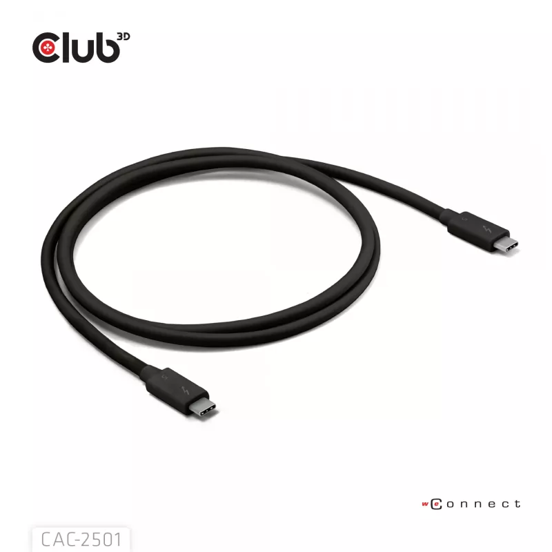 CLUB3D Thunderbolt™ 5 sertifikuotas 8K240Hz duomenys 80/120 Gbps EPR 240 vatų kabelis M/M 1m / 3.28ft