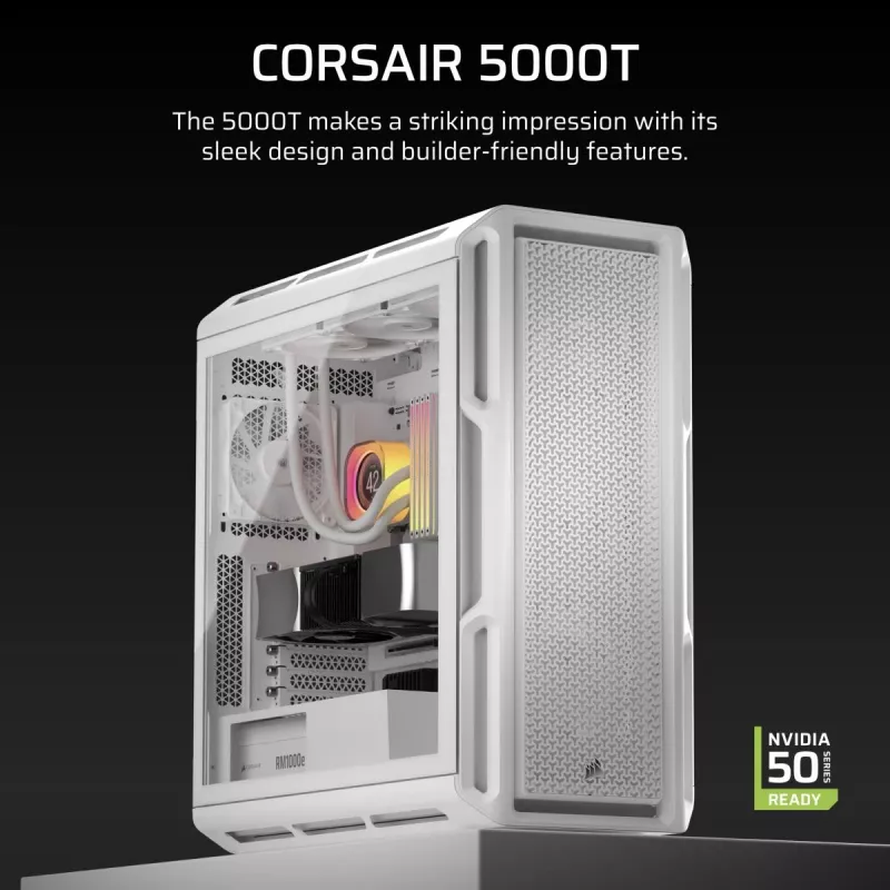 CORSAIR 5000T Korpusas Mid-Tower Aukštos Kokybės Baltas