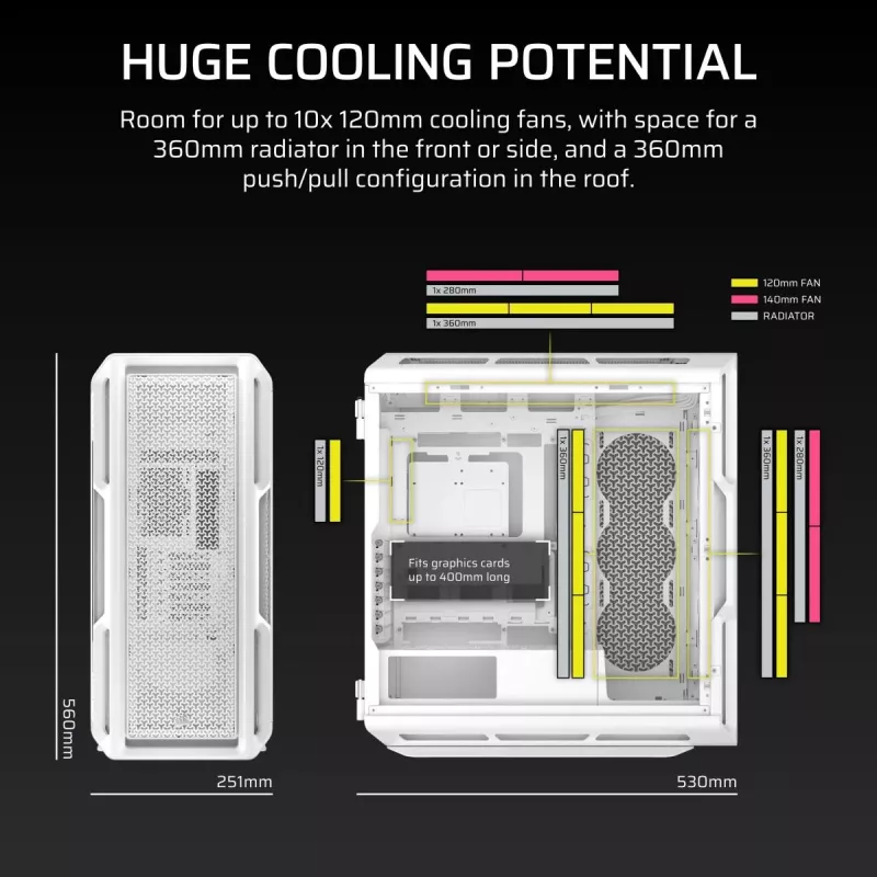 CORSAIR 5000T Korpusas Mid-Tower Aukštos Kokybės Baltas