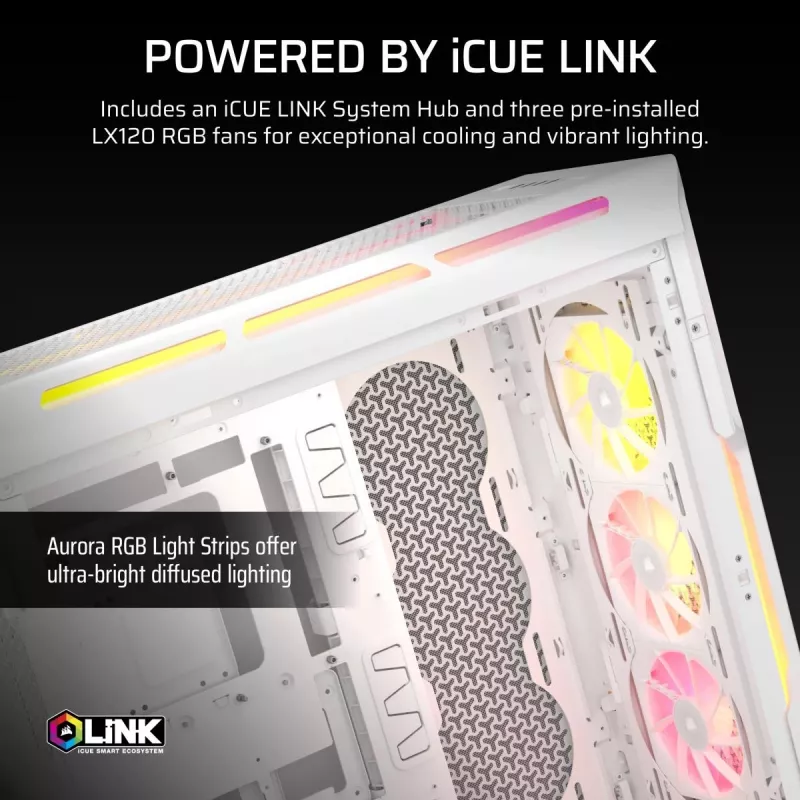 CORSAIR 5000T LX RGB (temdintas stiklas) balta - vidutinis kompiuterio korpusas