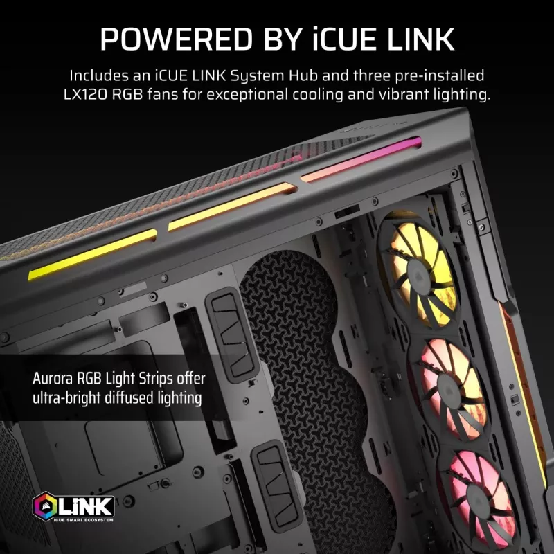 CORSAIR PC dėklas - Icue Link 5000t Lx RGB Mid-tower aukšto našumo