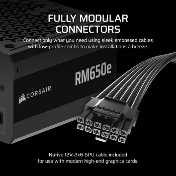 CORSAIR RMe Series RM650e pilnai modulinis žemo triukšmo ATX 650W maitinimo šaltinis
