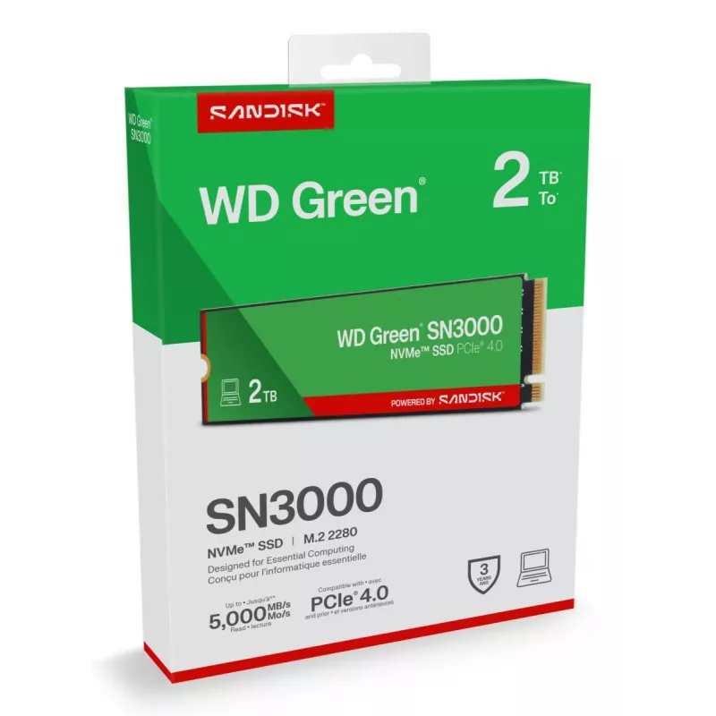 WESTERN DIGITAL SSD - WD Green SN3000 NVMe - 500GB - PCIe Gen4 x4 - M.2 2280