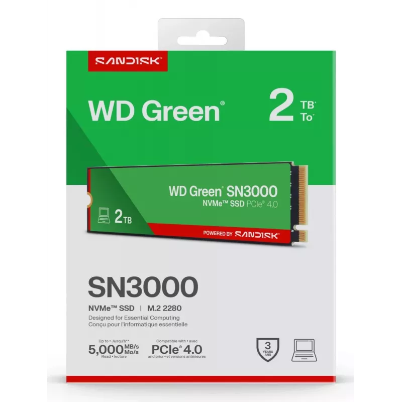 WESTERN DIGITAL SSD - WD Green SN3000 NVMe - 500GB - PCIe Gen4 x4 - M.2 2280