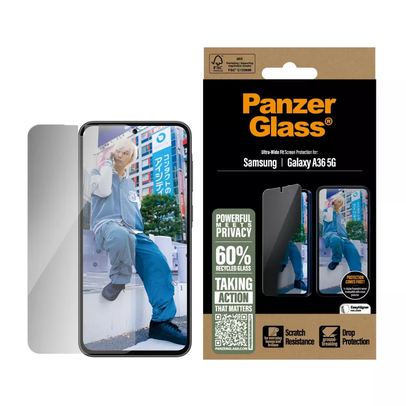 PanzerGlass® privatumo ekrano apsauga Samsung Galaxy A36 5G | Ultra-Wide Fit