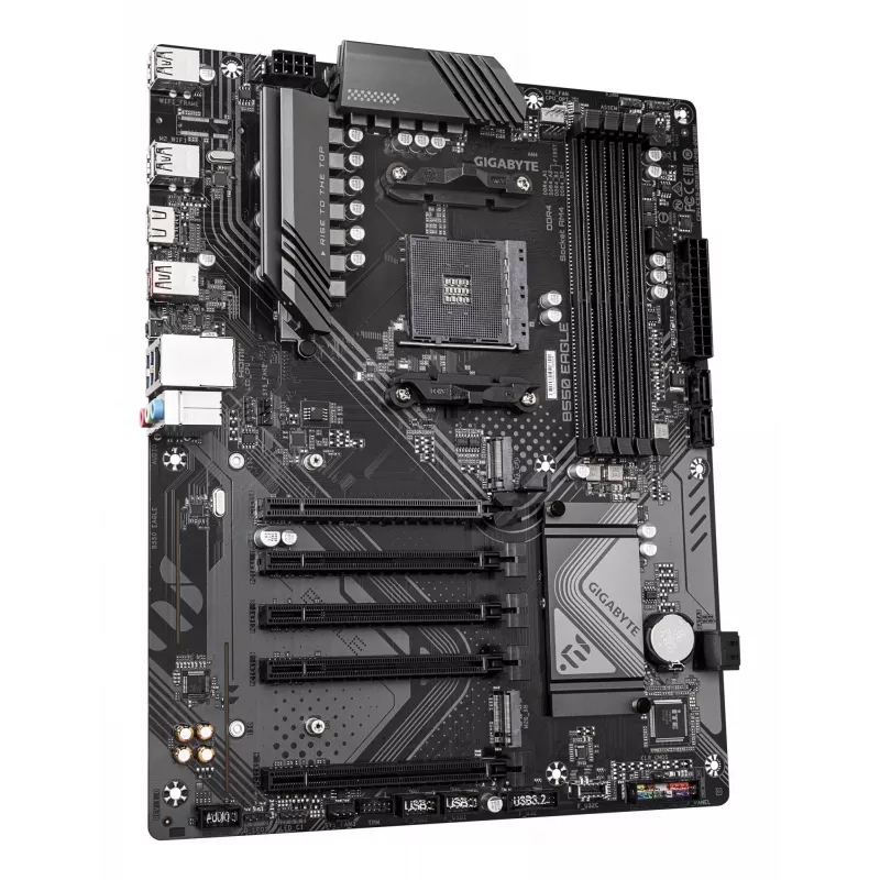 GIGABYTE B550 EAGLE pagrindinė plokštė - AMD Ryzen 5000 G-Series procesoriams, 10+3+1 fazių VRM, iki 3200MHz DDR4, 1xPCIe 4.0 + 1xPCIe 3.0 M.2, 1GbE LAN, USB 3.2 Gen 2