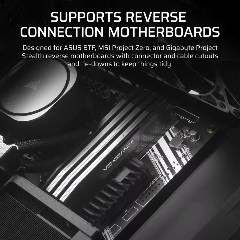 Korpusas CORSAIR FRAME 4000D RS Midi Tower – juodas, EATX, grūdintas stiklas, USB-C, 3x120 mm priekiniai ventiliatoriai