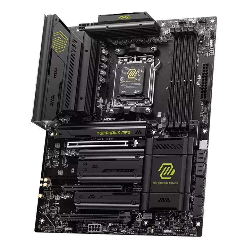 Motininė plokštė MSI MAG B850 TOMAHAWK MAX WIFI — AMD B850, lizdas AM5, ATX, DDR5, 4×M.2, Wi‑Fi 7, 5Gb LAN, 7.1 garso