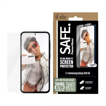PanzerGlass SAFE. by ® Ekrano apsauga Samsung Galaxy A36 5G | Ultra-Wide Fit su EasyAligner