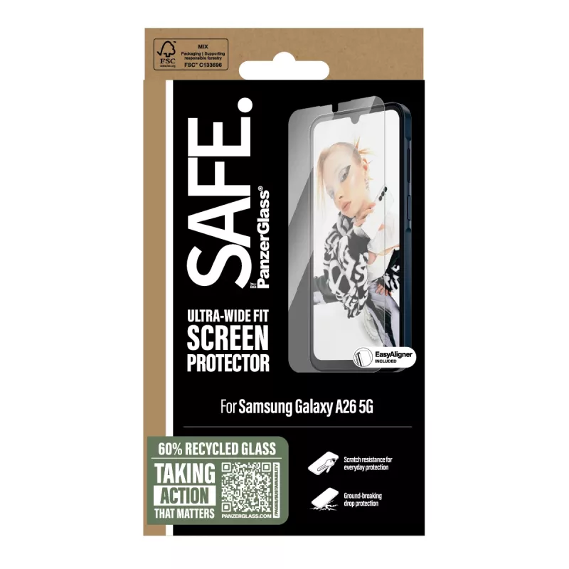 PanzerGlass SAFE. by ® Ekrano apsauga Samsung Galaxy A26 5G | Ultra-Wide Fit su EasyAligner