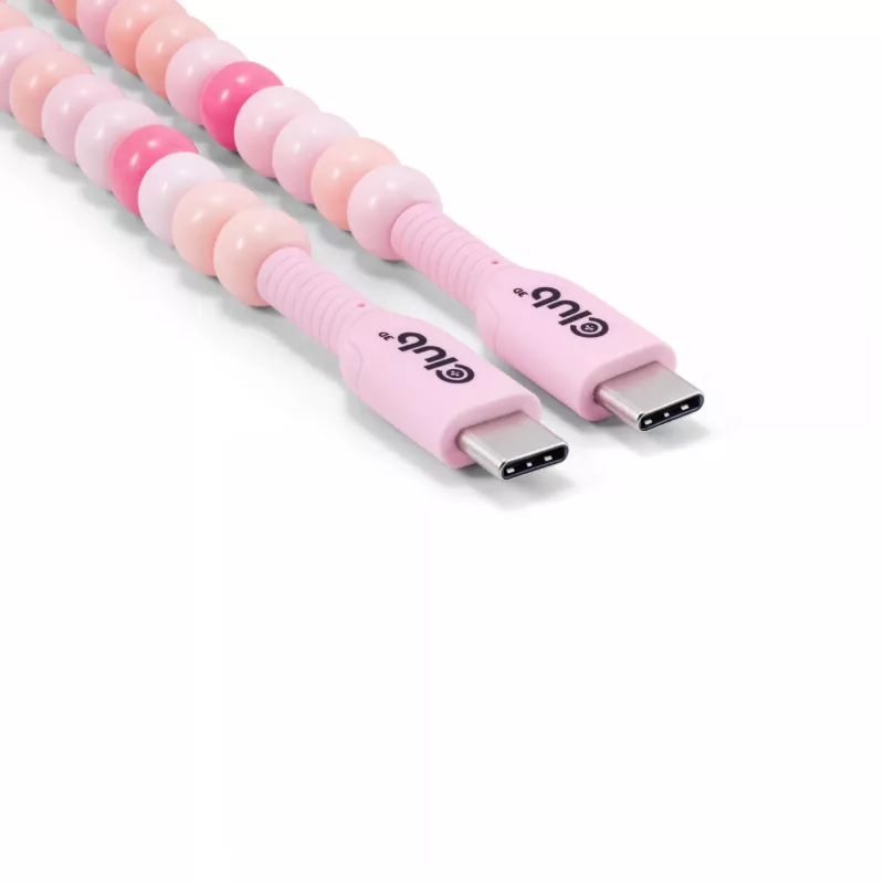 Club 3D CAC-3010 USB-C į USB-C karoliukų kabelis, 2 m, PD 60 W, 480 Mbps, rožinis