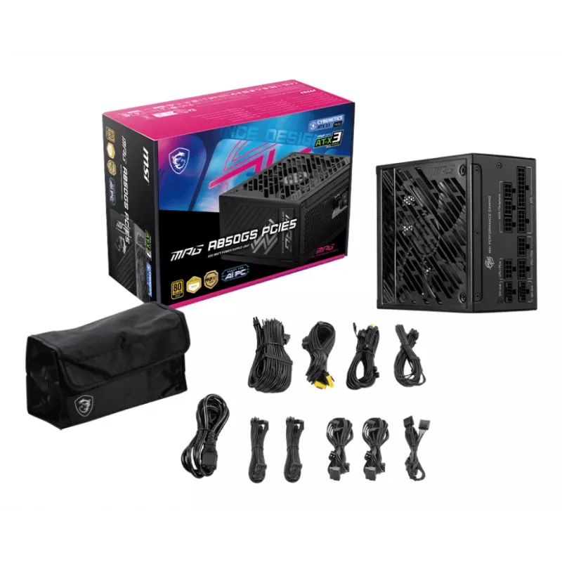MSI MPG A850GS PCIE5 maitinimo blokas 850 W 24-pin ATX ATX juodas
