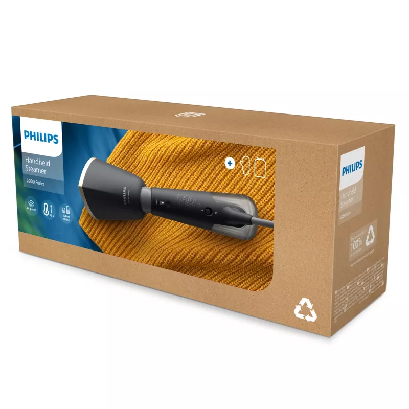 Philips 5000 serijos rankinis garintuvas, drabužių garintuvas, 0,32 l, 0,58 min, pilka, tamsiai pilka, 24 g/min