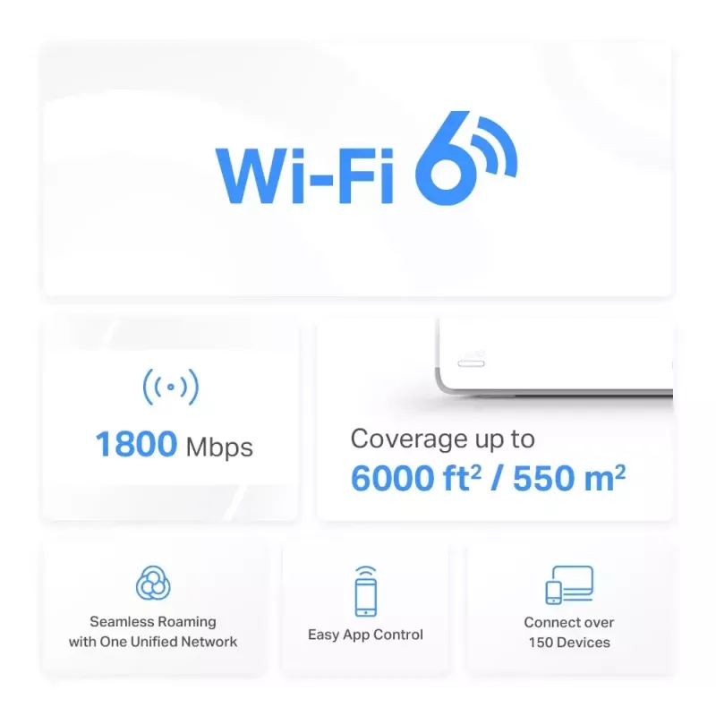 Mercusys HALO H70X belaidis maršrutizatorius Dual-Band Wi-Fi 6 tinklo sistema (2 vnt.)