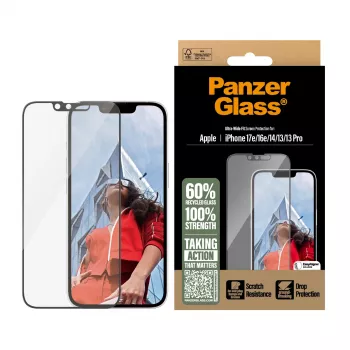 PanzerGlass® ekrano apsauga iPhone 17e | 16e | 14 | 13 | 13 Pro | Ultra-Wide Fit su EasyAligner