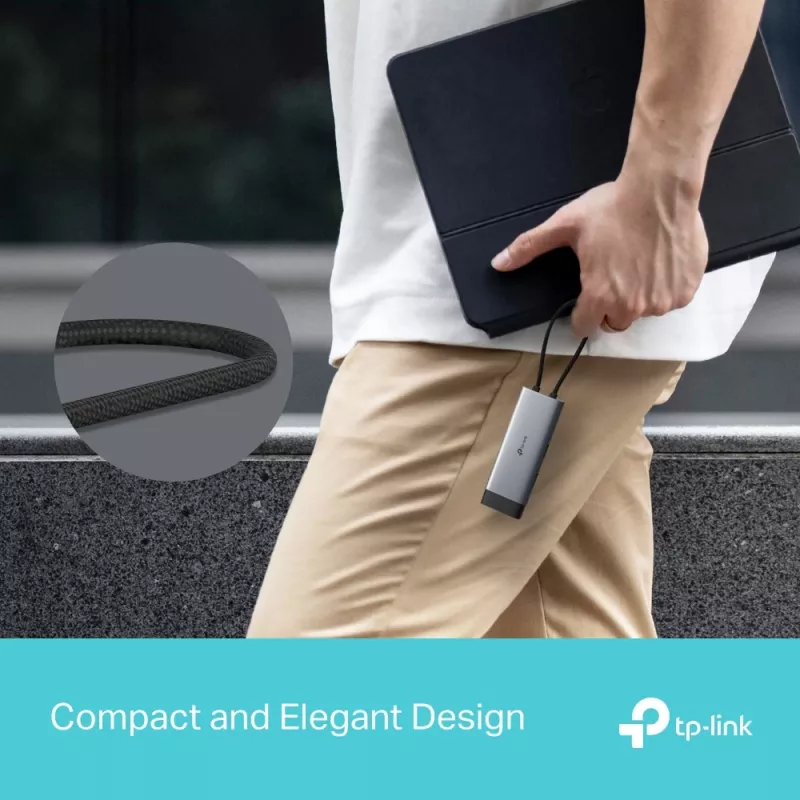 TP-Link UH5020C USB-C šakotuvas, 5 prievadų, HDMI 4K@60Hz, 100 W Power Delivery, 1x USB-C, 2x USB-A, 5 Gbps, aliuminis, pilkas